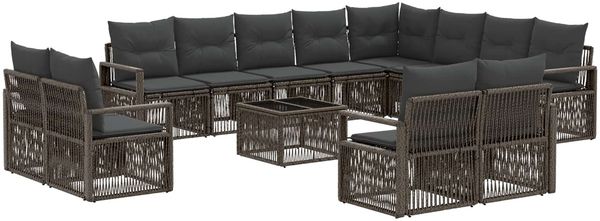 vidaXL Gartensofa-set 13 pcs Grau Poly-Rattan 3435890