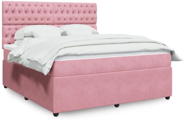 vidaXL Boxspringbett mit Matratze Rosa 180x200 cm Samt 3294717