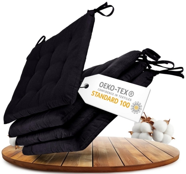 Gräfenstayn Stuhlkissen Sitzkissen 40x40cm Haltebänder Indoor Outdoor, robustes Sitzkissen für Indoor & Outdoor, mit Haltebändern