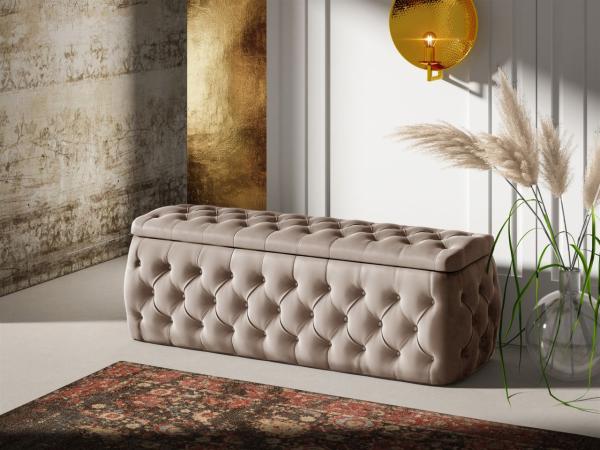 Polsterhocker mit Stauraum ERNESTO 180x50x45 cm Elisa Velvet Beige