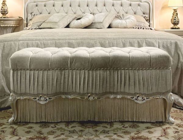 Casa Padrino Luxus Barock Sitzbank Weiß / Gold 132 cm - Barock Möbel - Made in Italy