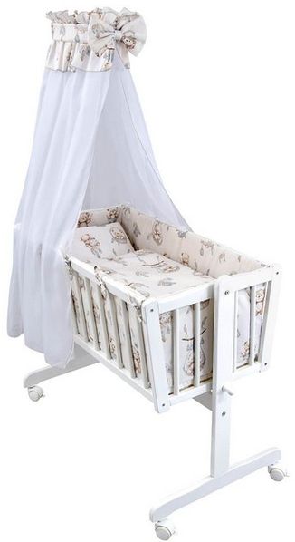 Baby-Delux Stubenbett Babywiege Komplettset, Schaukelwiege Weiß 90x40 cm Komplett Bettset Wiegenset Bild 4