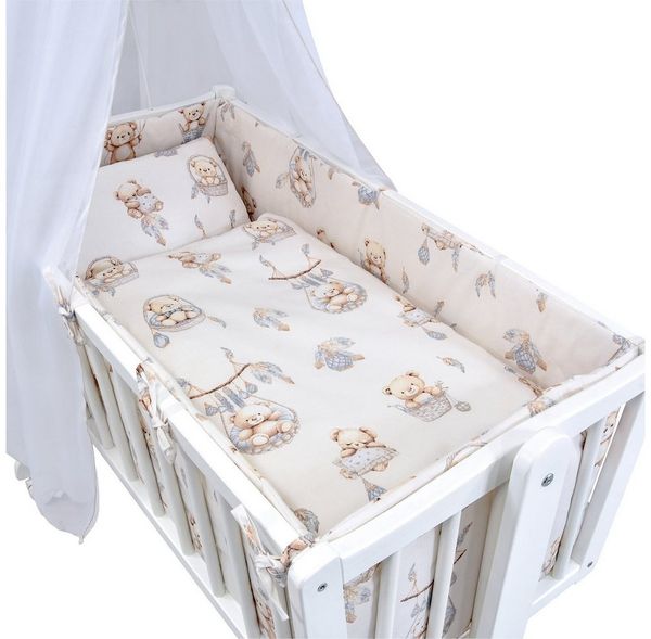 Baby-Delux Stubenbett Babywiege Komplettset, Schaukelwiege Weiß 90x40 cm Komplett Bettset Wiegenset