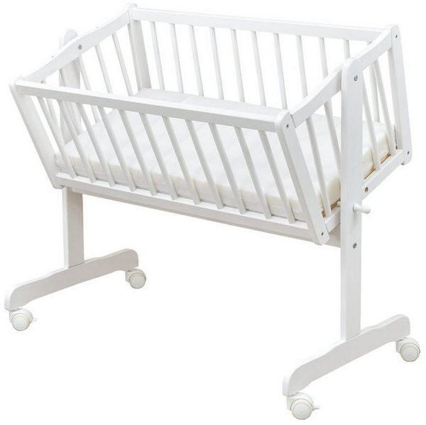 Baby-Delux Stubenbett Babywiege Komplettset, Schaukelwiege Weiß 90x40 cm Komplett Bettset Wiegenset Bild 3