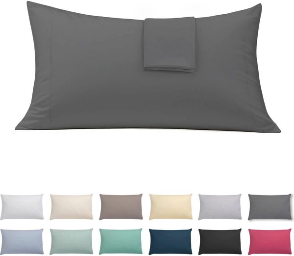 ECOMMERC3 Packung mit 2 Kissenbezügen, 45x100 cm, extra weich und bequem, anthrazit, atmungsaktiv, leicht zu waschen