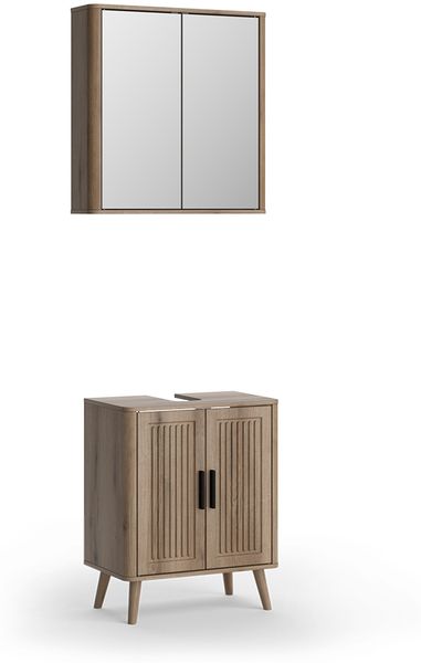 Badmöbel-Set Skara Eiche 2 Teile Vicco
