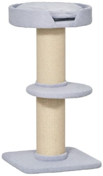 PawHut Kratzbaum Katzenbaum Spielbaum Kratzstamm mit Plattform, Sisal Plüsch Hellblau, 45 x 45 x 91 cm