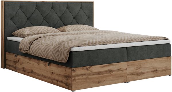 Boxspringbett, Schlafzimmerbett, Bettkasten - VENETO - 180 x 200 cm - Dunkelgrau Stoff - H3 Bild 4