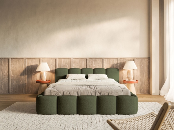 Selsey 'Cloudy Low' Polsterbett 180x200 mit Bettkasten und Lattenrost, hydrophobe Chenille, Olivgrün Bild 2