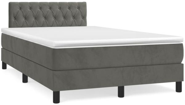 vidaXL Boxspringbett mit Matratze & LED Dunkelgrau 120x190 cm Samt 3270172