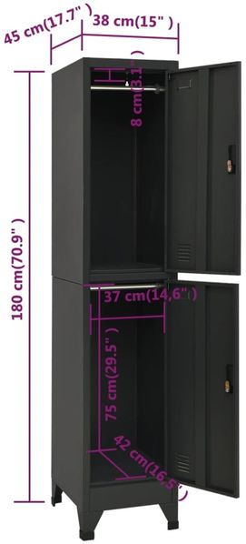 vidaXL Schließfachschrank Anthrazit 38 x 45 x 180 cm Stahl [339779] Bild 8