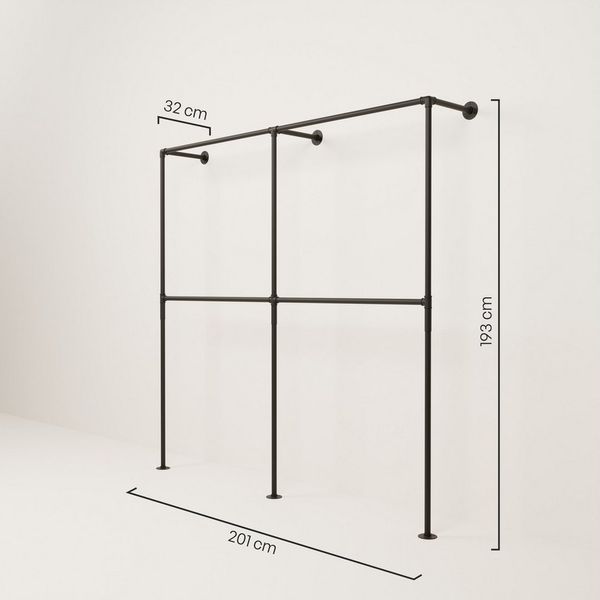 pamo. design Kleiderständer TIM DOUBLE Industrial Kleiderstange zur Wandmontage, (Set, 1)