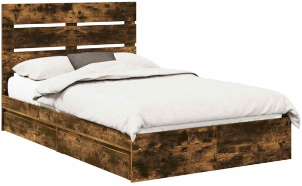 vidaXL Aufbewahrungsbett Geräucherte Eiche 120 x 200 cm Holzwerkstoff 3411911