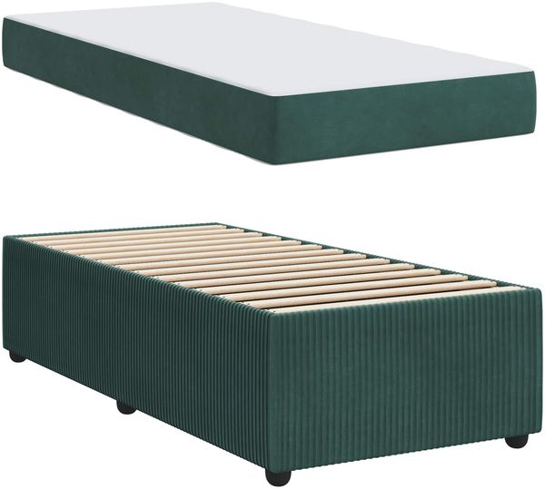 vidaXL Bettrahmen mit Matratze Dunkelgrün 80 x 200 cm Stoff 3398324 Bild 5