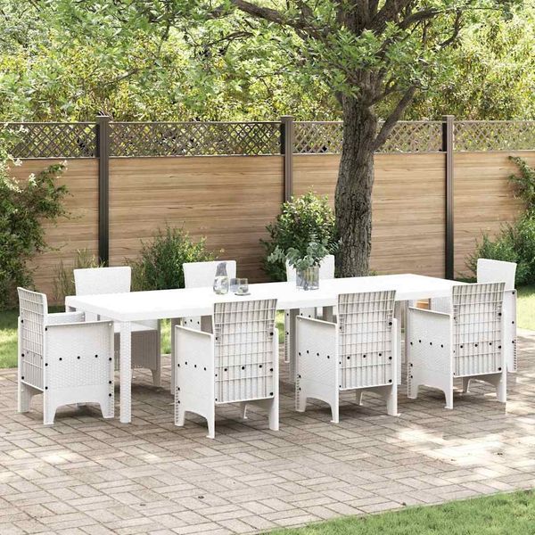 vidaXL Gartentisch Weiß 300 x 100 x 73 cm Poly-Rattan 3378522