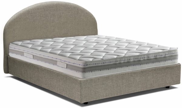 Dmora Doppelbett Acy, Bettkasten mit Stoffbezug, 100 % Made in Italy, Öffnung vorne, inklusive Matratze 120 x 190 cm, taubengrau