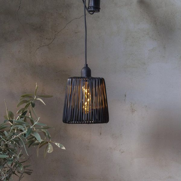 Batterie Hängeleuchte, Tischleuchte Twine Outdoor mit Timer, Schwarz