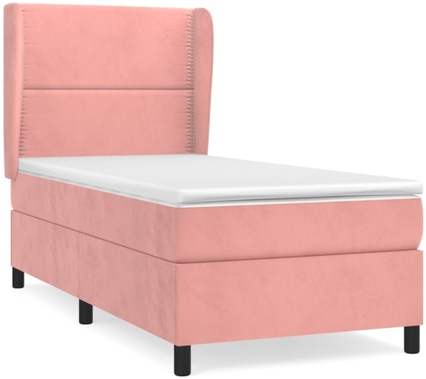 vidaXL Boxspringbett mit Matratze Rosa 90x200 cm Samt 3129134