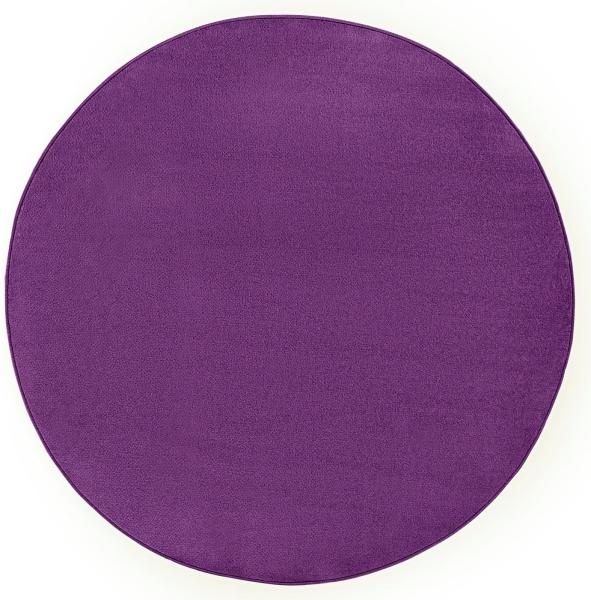 Runder Kurzflor Teppich Uni Fancy rund - violett - 133 cm Durchmesser