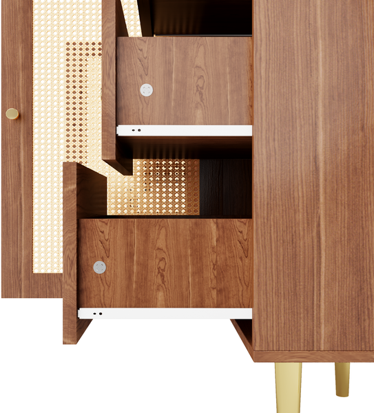 MODFU Sideboard Kommode mit viel Stauraum (Aufbewahrungsschrank, Holzschrank, 1 St, 6 Schubladen und 2 Türen), Kommode mit Metallfüße, 160 x 40 x 90 cm Bild 6