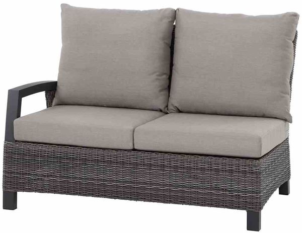 Corido Modul 2-Sitzer Gestell Alu matt-anthrazit, Gardino®-Geflecht charcoal grey, mit Sitz- u. Rückenkissen taupe meliert