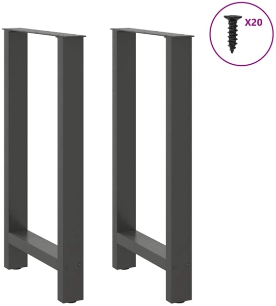 vidaXL Bartischbeine Anthrazit 2 Stk. 40x(90-91) cm Stahl 4013326 Bild 2