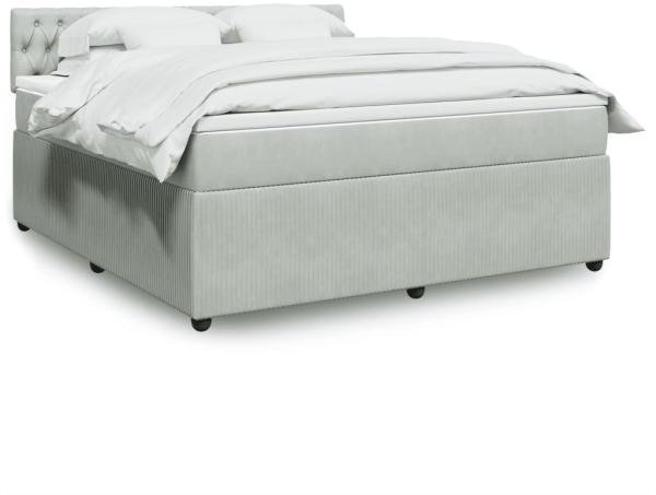 vidaXL Boxspringbett mit Matratze Hellgrau 180x200 cm Samt 3290112