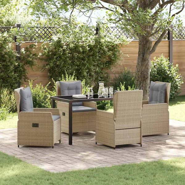 vidaXL Garten Essgruppe 5 pcs Beige und Hellgrau Poly-Rattan 3380962
