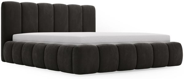 GRAINGOLD Cloud Bett 140x200, Polsterbett ohne Bettkasten, Velvet-Stoff, mit Lattenrost, Anthrazit Bild 2
