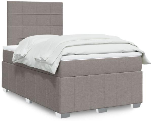 vidaXL Boxspringbett mit Matratze Taupe 120x200 cm Stoff 3293939