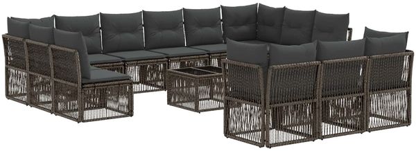 vidaXL Gartensofa-set 14 pcs Grau Poly-Rattan 3434408