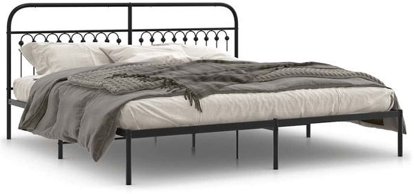 Doppelbett, Bettgestell Modernen mit Kopfteil Metall Schwarz 200x200 cm d649e