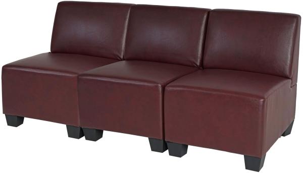 Modular 3-Sitzer Sofa Couch Lyon, Kunstleder ~ rot-braun, ohne Armlehnen