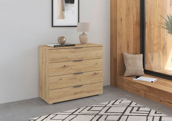 OTTO home Schubkastenkommode Sideboard Schubladenkommode AGORDO mit Dekor- oder Hochglanzfront (in zwei Griff-Farben, Breite 80 cm), vier große und geräumige Schubladen mit viel Stauraum MADE IN GERMANY
