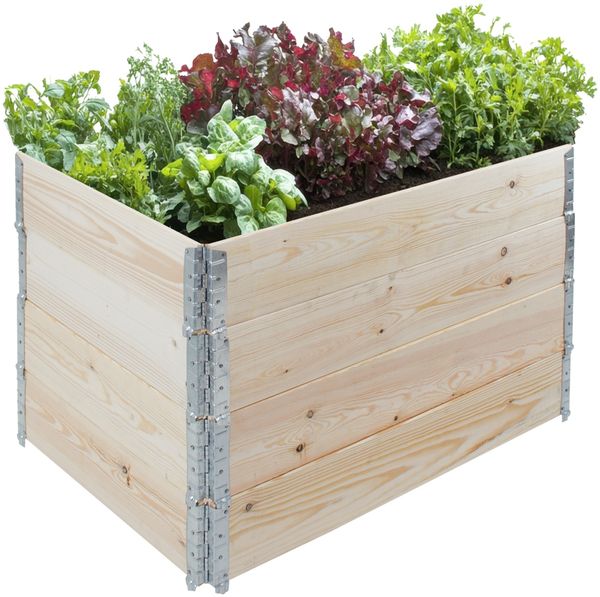 Hochbeet aus Holz 120x80x80 cm Palettenrahmen 4-teilig stapelbar Pflanzbeet Garten Balkon natur