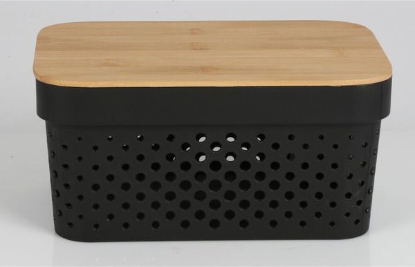 Aufbewahrungsbox 4,5L mit Bambusdeckel Allzweckbox Ordnungsbox Regalbox Badezimmerbox Schrankbox Kiste Aufbewahrungskorb