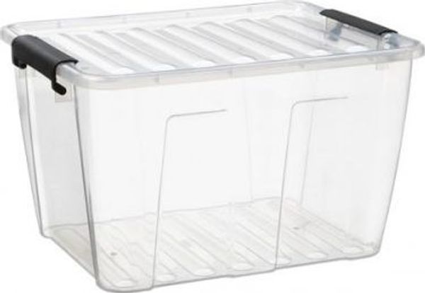 plast team Aufbewahrungsbox HOME BOX 15 Liter transparent Box mit Deckel Material: PP mit schwarzen Clipver - 1 Stück (22410800)