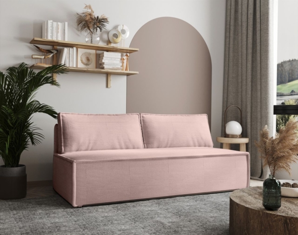 Sofa Designersofa AMANDA 3-Sitzer mit Schlaffunktion in Stoff Zoom Flamingo