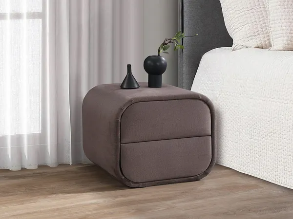 Vente-unique - VENALORA Bedside table Stoff Schokoladenbraun - B 42 cm x H 38,5 cm x L 45,5 cm