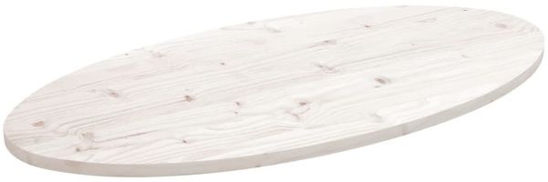 vidaXL Tischplatte Weiß 110x55x2,5 cm Massivholz Kiefer Oval 824336