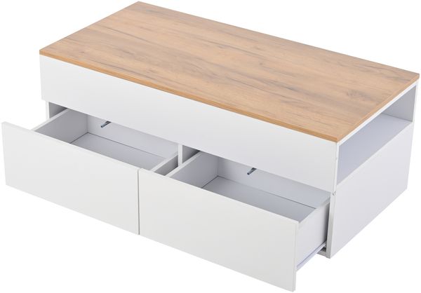 Couchtisch 100 x 50 x 40 cm, höhenverstellbar bis ca. 53 cm, mit 2 Schubladen und Stauraum Bild 6