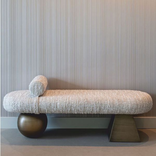 Casa Padrino Luxus Sitzbank Beige / Braun 148 cm - Luxus Hotel Möbel