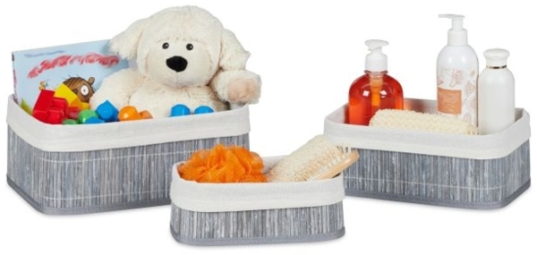 6 x Aufbewahrungskorb Bad grau