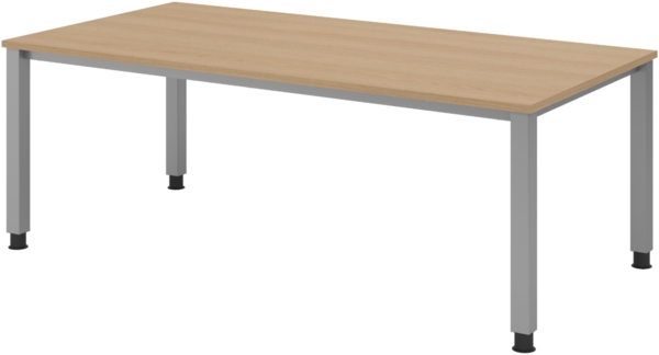 bümö manuell höhenverstellbarer Schreibtisch 200x100 cm in Eiche - PC Tisch höhenverstellbar & groß, höhenverstellbarer Tisch Büro, großer Computertisch verstellbar, Q-Serie, QS-2E-E Bild 1