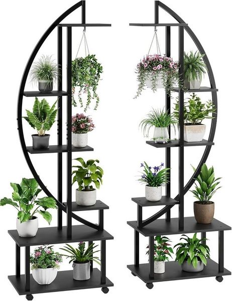 GarveeMore Pflanzentreppe Pflanzentreppe Pflanzenständer mit 5 Regalen,H175CM, (Pflanzenregal, 2 St, Blumenständer), für Garten, Balkon, Schwarz