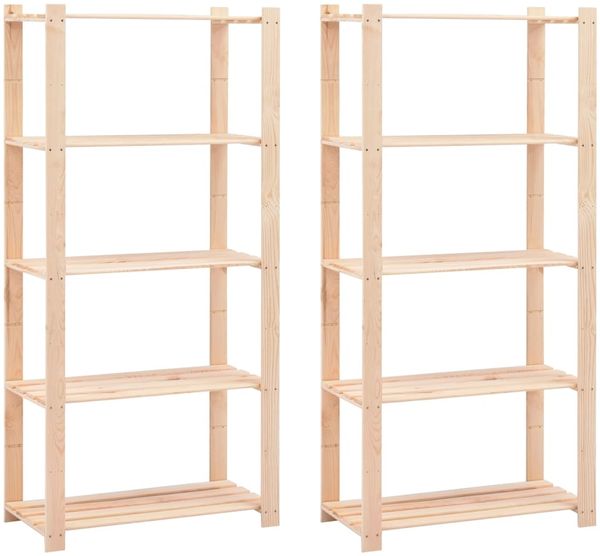 vidaXL Lagerregale 5 Böden 2 Stk. 80×38×170cm Kiefer Massivholz 250kg 279404