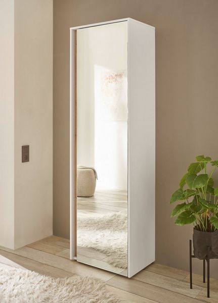 INOSIGN Garderobenschrank GIRON/ CiTY, Schrank in Wotan Eiche, Kleiderschrank mit Stauraum Spiegeltür, Teleskopauszug, Tür beidseitig montierbar, 60 cm breit