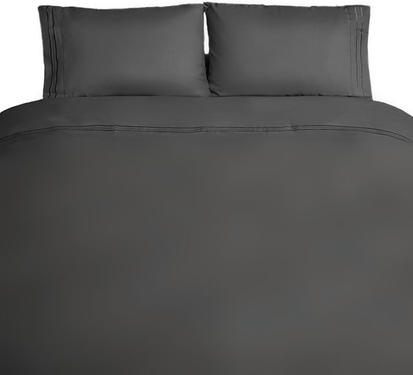 Bettwäsche 200 x 220 cm mit 2 Kissenbezüge 50 x 70 cm - 4-teilig für 2 Personen Anthrazit