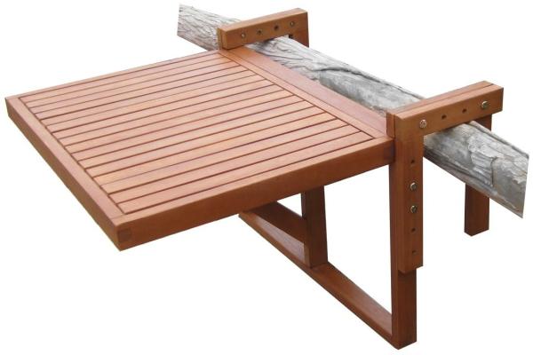 Spetebo Balkonhängetisch Teak Holz Balkon Hängetisch BERKELEY 65 x 64 cm (Stück, 1-St, Hängetisch), Eukalyptus Klapptisch zum Einhängen
