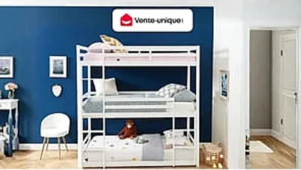 Vente-unique - VAGAR Bett Holz, Platte Weiß - B 101 cm x H 210 cm x L 208 cm
